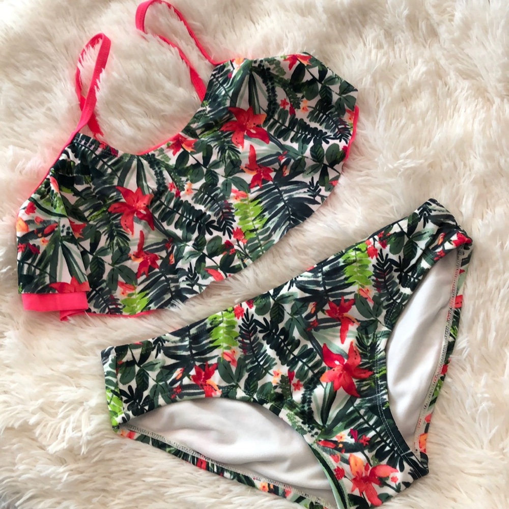 Old Navy Girls Tropical Ruffle Bikini Large 10-12